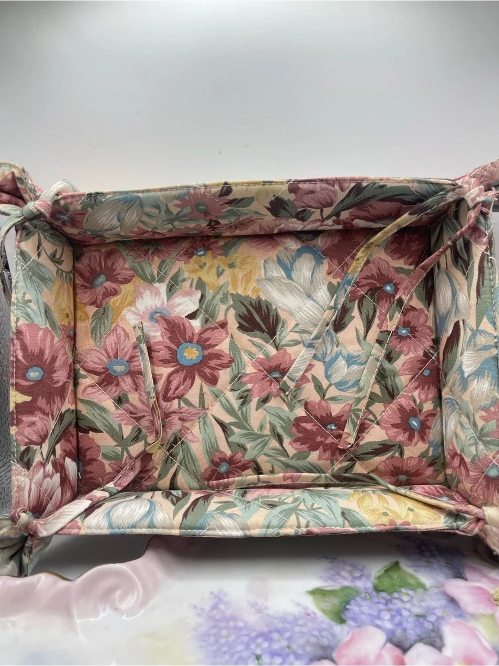 Floral Fabric Tray‎ - Mauve, Pink, Cream